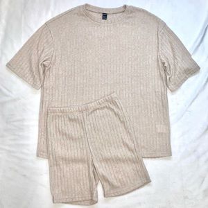 SHEIN EZwear Drop Shoulder Tee and Biker Short Set